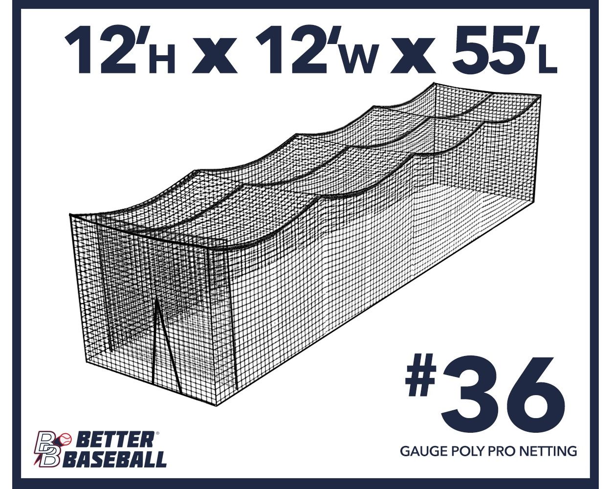 12x12x55 batting cage net